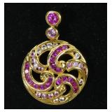 Sterling silver gold wash pink and white round cut