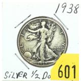 1938 Walking Liberty half dollar