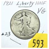 1921 Walking Liberty half dollar