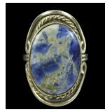 Vintage sterling silver bezel set sodalite ring