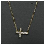 Sterling silver gold wash 14' crystal cross