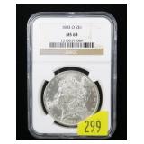 1883-O Morgan dollar, NGC slab certified MS-63