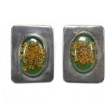 Mexican sterling silver post earrings with dried