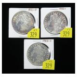 x3- 1883-O Morgan dollars, -x3 dollars, Sold by
