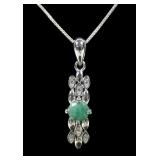 Sterling silver round cut natural emerald pendant