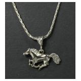 Sterling silver mustang pendant with 17' sterling