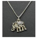 Sterling silver elephant pendant with 19' sterling