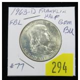 1963-D Franklin half dollar, BU