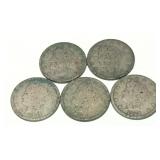 x5- Liberty nickels, mixed dates -x5 nickels, Sold