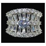 Sterling silver round cut and baguette sterling