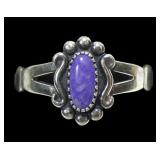 Sterling silver dentil set sugalite ring in split