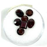 Lot, round, oval and square cut garnets, 7 pcs.,