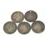 x5- Barber dimes, 90% silver, -x5 dimes, Sold by