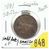 1891 Canadian Large Cent Small Date. Small Leaves