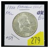 1950 Franklin half dollar, BU