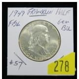 1949 Franklin half dollar, BU