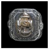 Sterling silver U.S. Navy ring, size 9, 15.0 grams