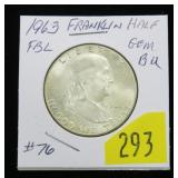 1963 Franklin half dollar, BU