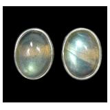 Sterling silver bezel set labradorite post