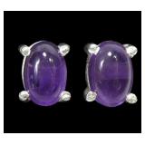 Sterling silver basket set cabochon amethyst post