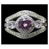 Sterling silver round briliant cut pink and white