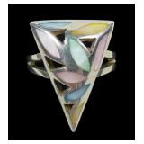 Sterling silver modernist split shank ring with
