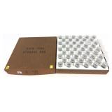 Box of 25 cent coin tubes, 50 pieces