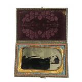 Leather case with tintype Post mortem of a