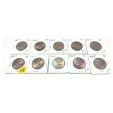 X 10 - Half dollars, Uncirculated , mixed dates