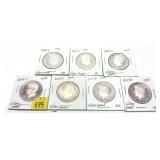 X 7 - Half dollars, Silver Proof, mixed dates -