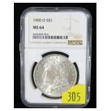1900-O Morgan dollar, NGC slab certified MS-64