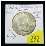1962-D Franklin half dollar, BU