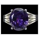 Sterling silver oval cut pretty purple CZ
