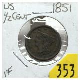 1851 U.S. Half cent