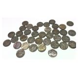 x37- Jefferson nickels, 35% silver War nickels,