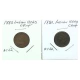 x2- Indian Head cents, -x2 cents,  Sold by the