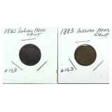 x2- Indian Head cents, -x2 cents, Sold by the