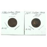 x2- Indian Head cents,-x2 cents, Sold by the