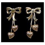 14K Yellow gold bow post earrings with rose gold