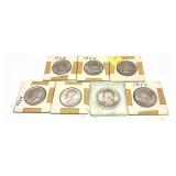 x7- Half dollars, 90% silver, -x7 half dollars,