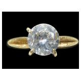 14K Yellow gold Old European cut prong set white