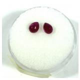 Lot, pear cut natural rubies, 2 pcs.,
