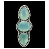 Sterling silver bezel set large oval and pear cut