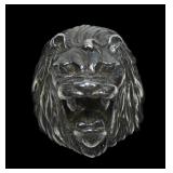 Sterling silver lion's head figural ring, size 10,