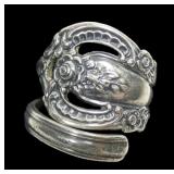 Vintage sterling silver spoon ring, size 4,