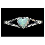 Sterling silver dentil set heart shape lab fire