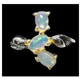 Sterling silver rhodium plated and gold wash prong