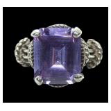 Sterling silver emerald cut basket set purple