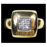 Sterling silver gold wash ring with 4 diamond