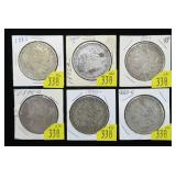 x6- Morgan dollars: 1883, 1884, 1885, 1885-O,